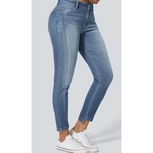Halara Flex Mid Low-Rise Zipper Pockets Casual Blue Skinny Jeans Small *Measure!